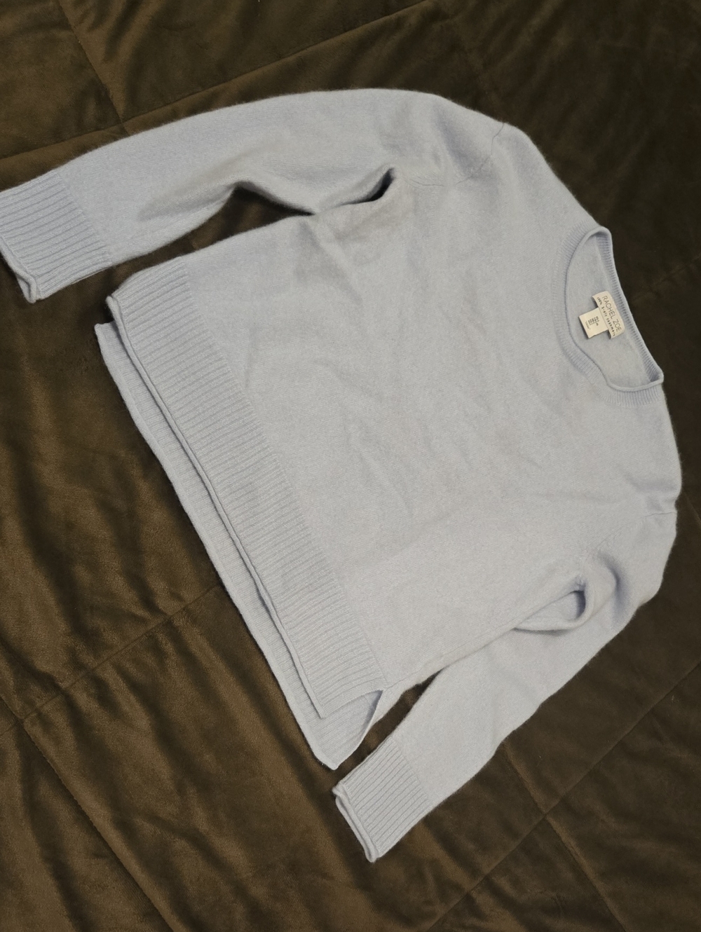 Rachel Zoe Junior's Large 100% 2 Ply Cashmere Baby Blue Sweater